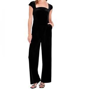 Old Navy black Fit & Flare Velvet Jumpsuit